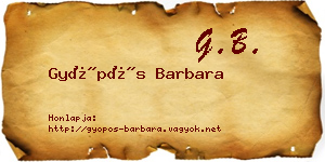 Gyöpös Barbara névjegykártya